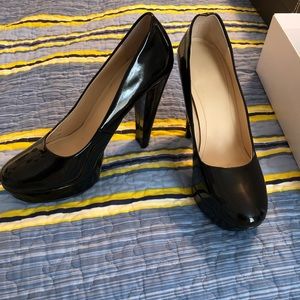 Black patent leather heels